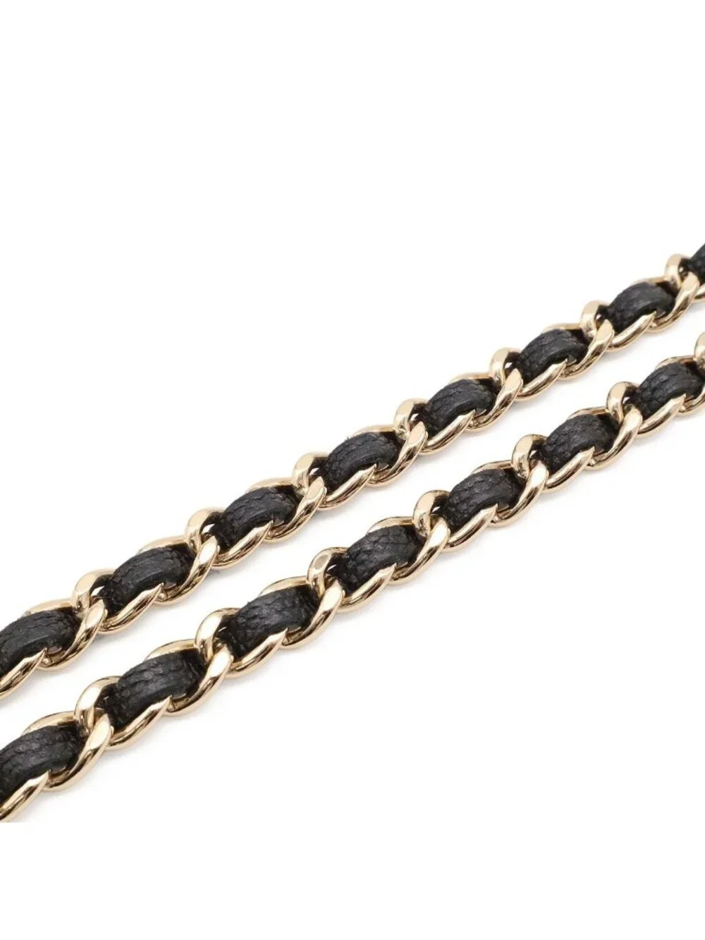 Chanel Quilted Chain Shoulder Bag Pochette Round Crossbody Caviar Leather Black